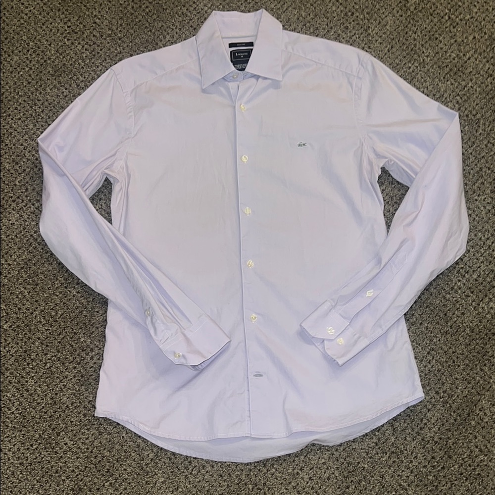 Lacoste Men's Light Purple Slim Fit Shirt, size 38. Good Condition.